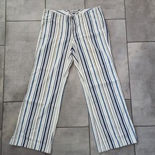 Vintage 2000s Y2k Express Striped Bell Bottom Pants Wide Flared Sz.13/14
