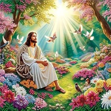 Diamond Art Kits for Adults Jesus in Garden, DIY 5D Diamond Painting Kit Begin