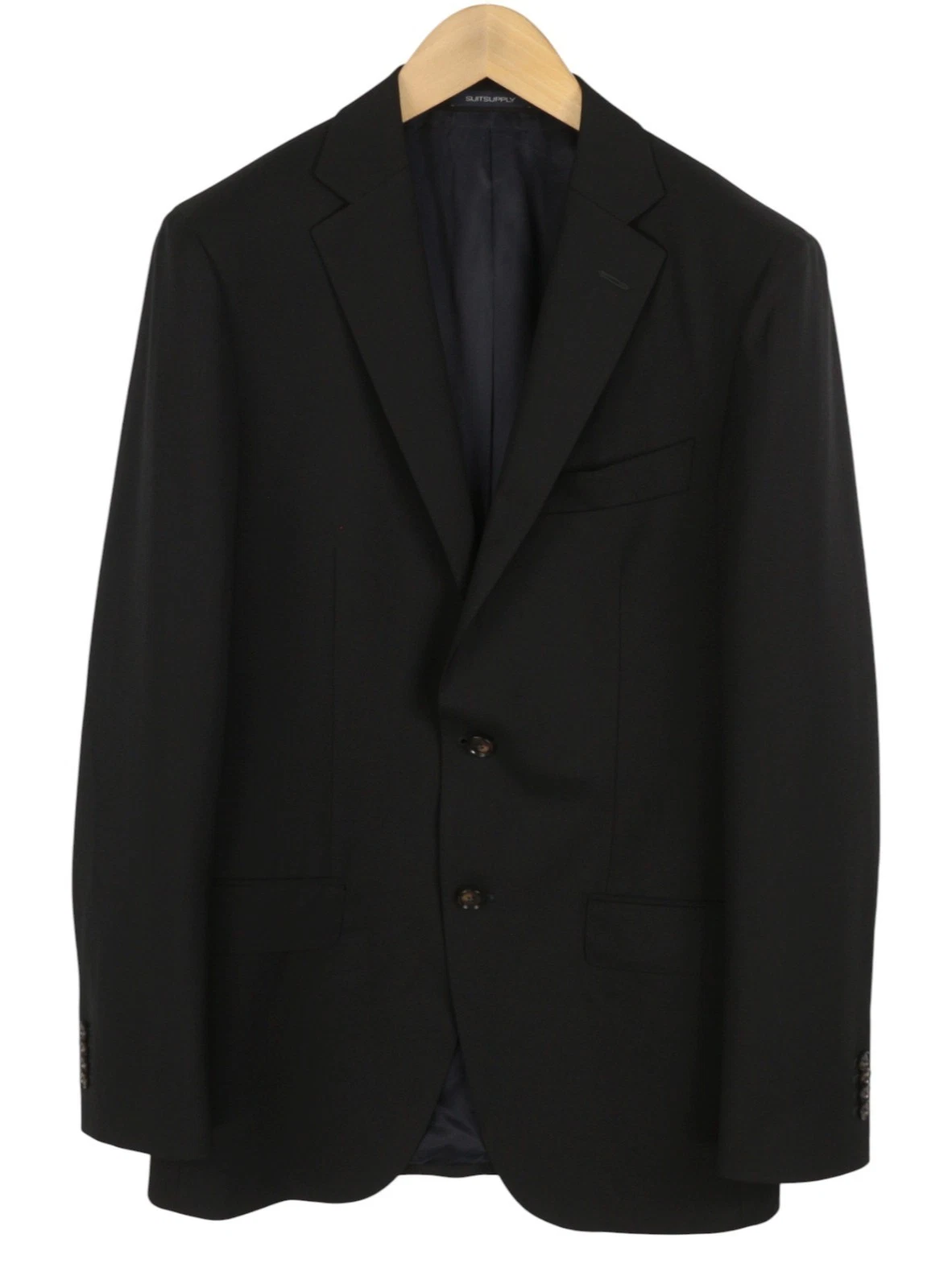 SUITSUPPLY Men Blazer Sienna Single Breasted UK38L Black 150'S Wool Notch Lapel - product detail image 2