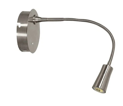 LED Wall Reading Light Access Lighting Gooseneck Brushed Steel - NEW - Picture 1 of 5