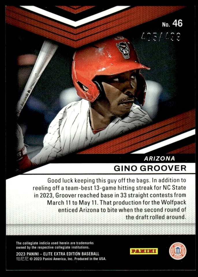 2023 PANINI EXTRA EDITION GREEN /499 GINO GROOVER - Image 2 of 2