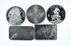 Lot 5 VINTAGE 1 Oz Silver Bars/Rounds Art Bars Collection Poured .999 *467