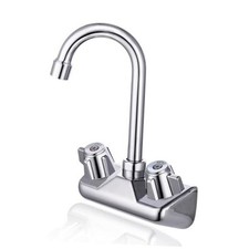 Wall Mount Faucet 4" Center Commercial Kitchen Sink Faucet, Polished Chrome