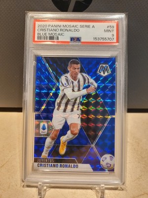 2020-21 Panini Mosaic Serie a Cristiano Ronaldo #59 Blue Mosaic Prizm /99 PSA 9