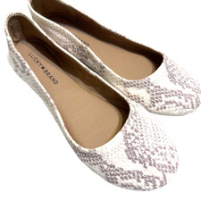 Lucky Brand Emmie Leather Snakeskin Print Ballet Flats Slip On Shoes Womens 7.5M