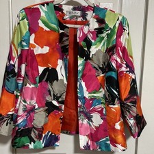 Kasper women s 12 multicolor floral open front jacket Elegant Work Dinner