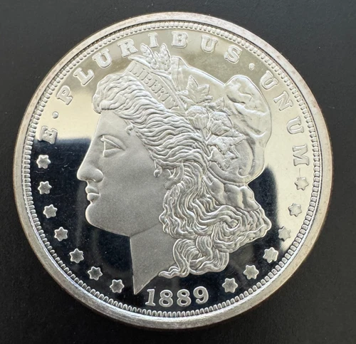 1 oz .999 Silver Round Proof-Like Finish w/1889 CC Morgan Dollar Design