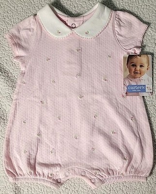  New Vintage Carter's 0-3 Month Little Rose Flower Bodysuit Baby Girl New W Tags