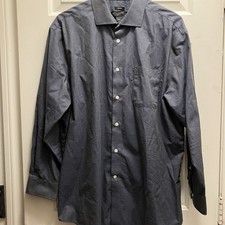 Men's Pronto Uomo Blue Button Dress Shirt 100 Cotton No-Iron 17 32/33