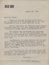 DINAH SHORE - TYPED LETTER SIGNED 08/26/1940