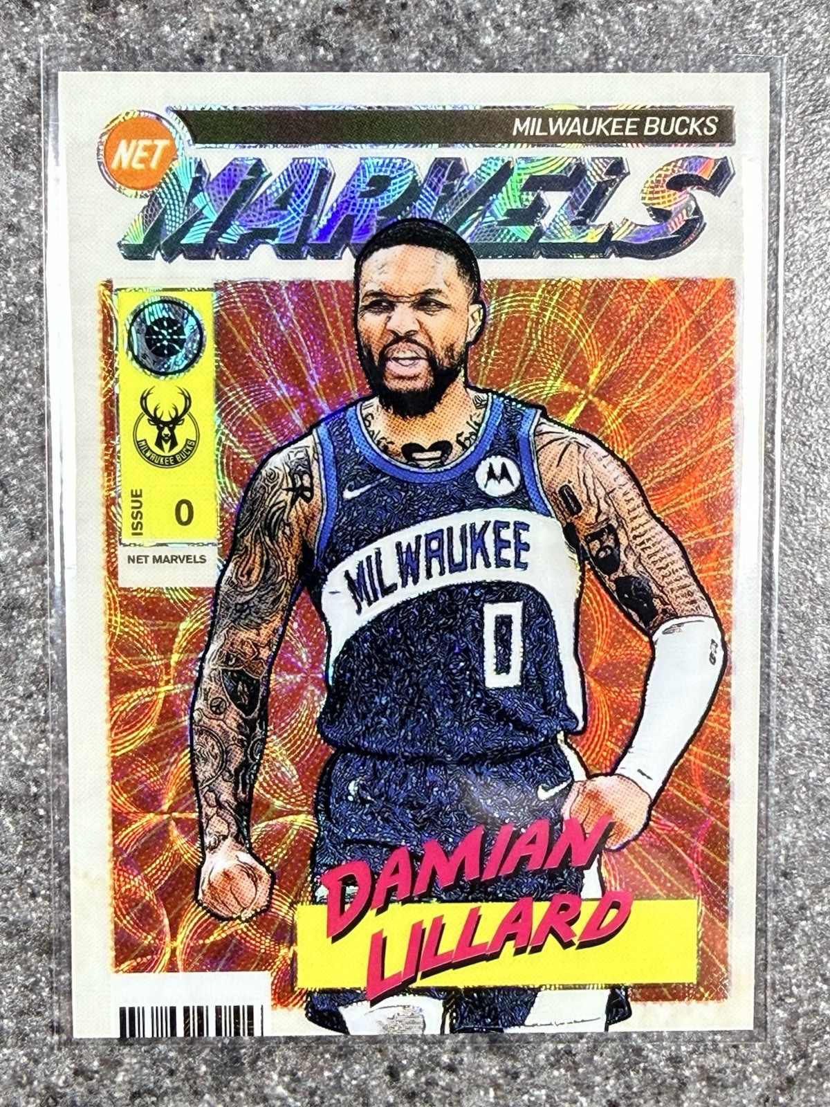 2023-24 Panini NBA Hoops Premium Stock Net Marvels Damian Lillard Case Hit SSP