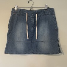 Vintage Tommy Jeans Denim Jean Mini Skirt Y2K 90s Women's Juniors 7 Side Slit