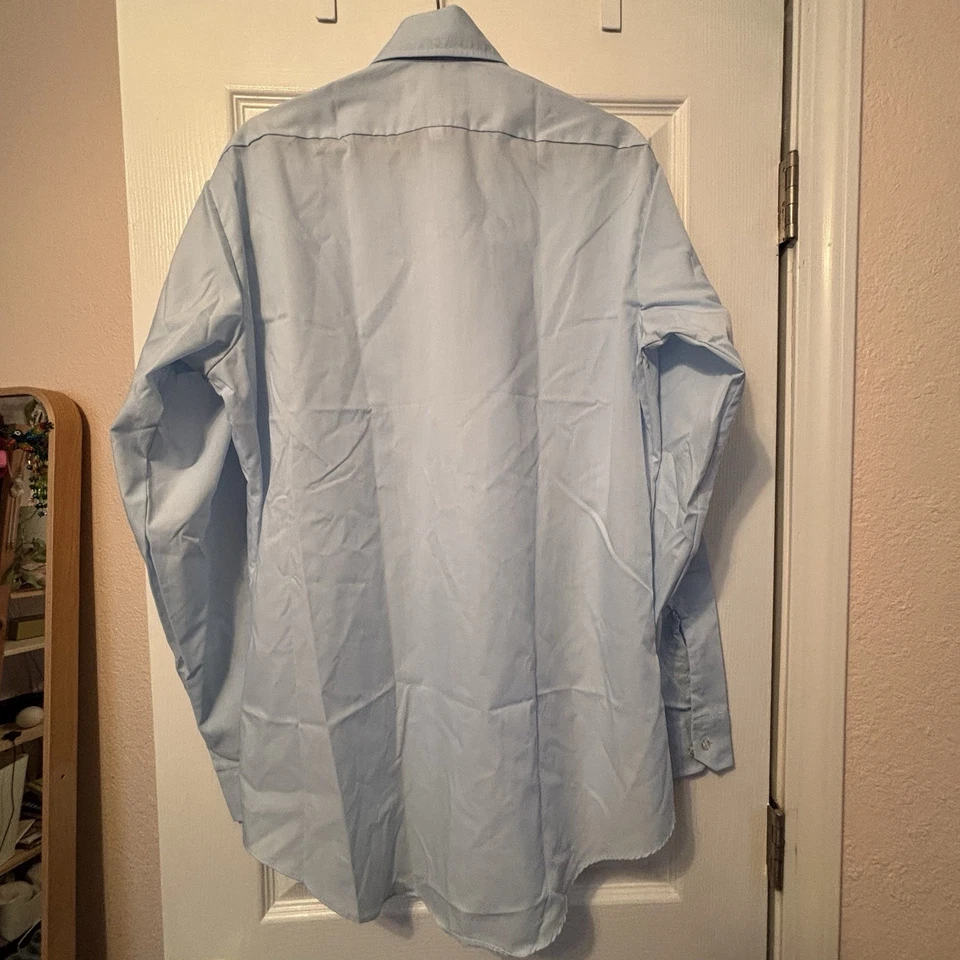 Camisa de vestir para hombre Sears Perma Prest, azul, vintage, con botones, talla 16/grande Foto 2 de 4