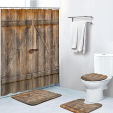 Bathroom Sets with Shower Curtain and Rugs Set of 4, Vintage Barn