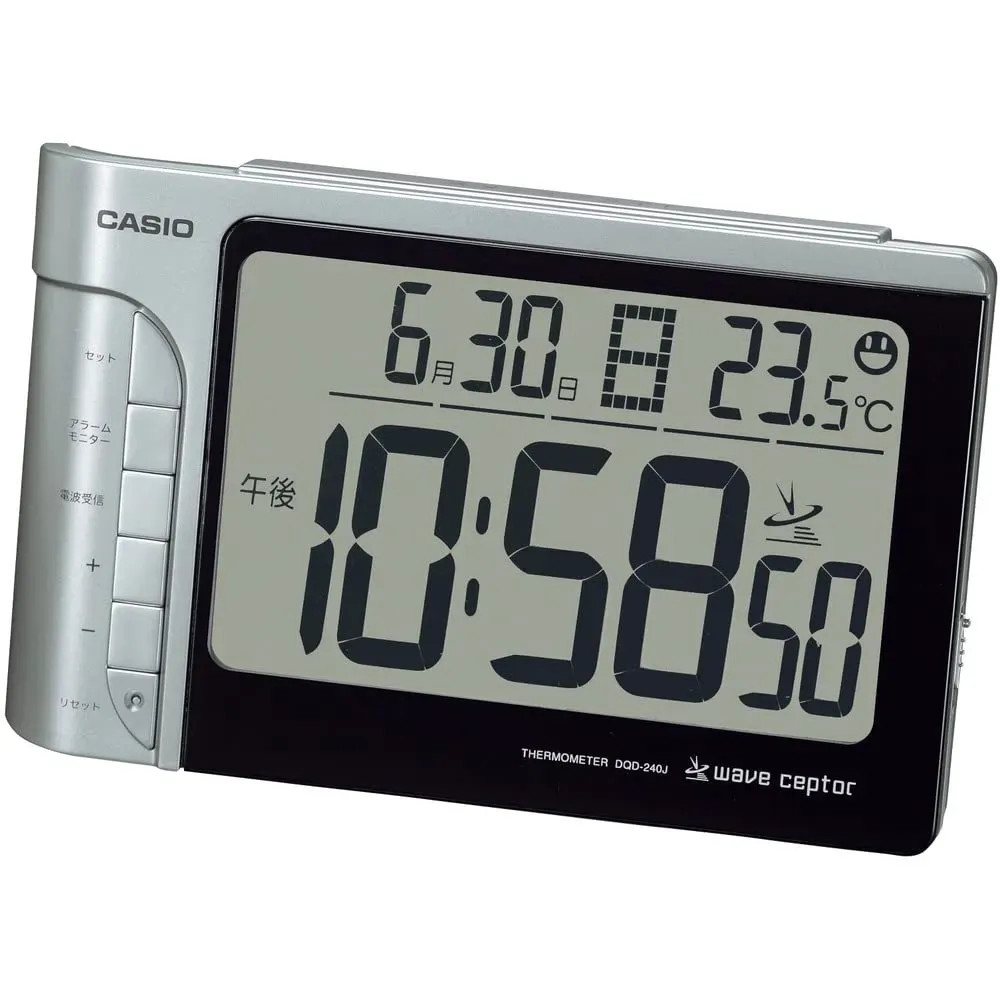 CASIO Digital Radio Alarm Clock Silver Temp Calendar DQD-705J-8JF Fr Japan