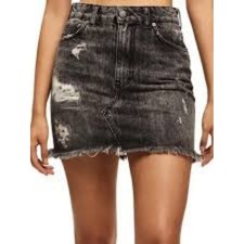 Y2K SER.O.YA Allie Mini Jean Skirt Distressed Black Denim Festival Sz 29 90s NWT