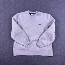 Vintage Reebok Boys Gray Crew Neck Embroidered Logo Pullover Sweatshirt Size S