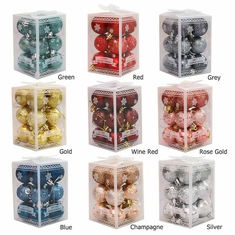 12PCS/1BOX Large Christmas Decor Baubles Tree Xmas Balls Party Wedding Ornament - Image 4 of 4