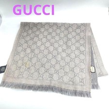 GUCCI GG Pattern Gray Scarf 180 x 48cm Winter Season mens Fashion