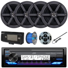 JVC Marine Bluetooth Radio w/Remote, 4x 6.5" 100W Speaker w/Wire, Antenna, Cover