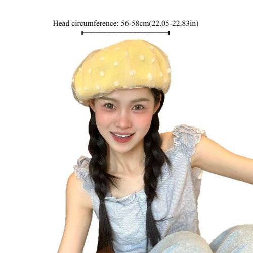 New Polka Dot Berets Mesh Beanie Cap Fashion Knit Painter Caps Girls - Picture 2 of 17