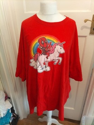 Kurzarm-T-Shirt Gildan 5XL rot bedruckt Einhorn