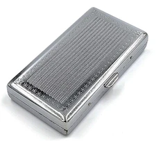 Victorian Style Cigarette Case Metal Holder for Regular King 100's Silver
