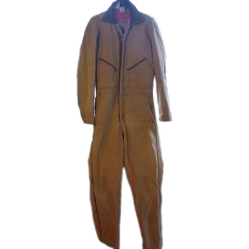 Walls Blizzard Proof Men's Overalls Brown Size Small Made In The USA Vintage Zip
