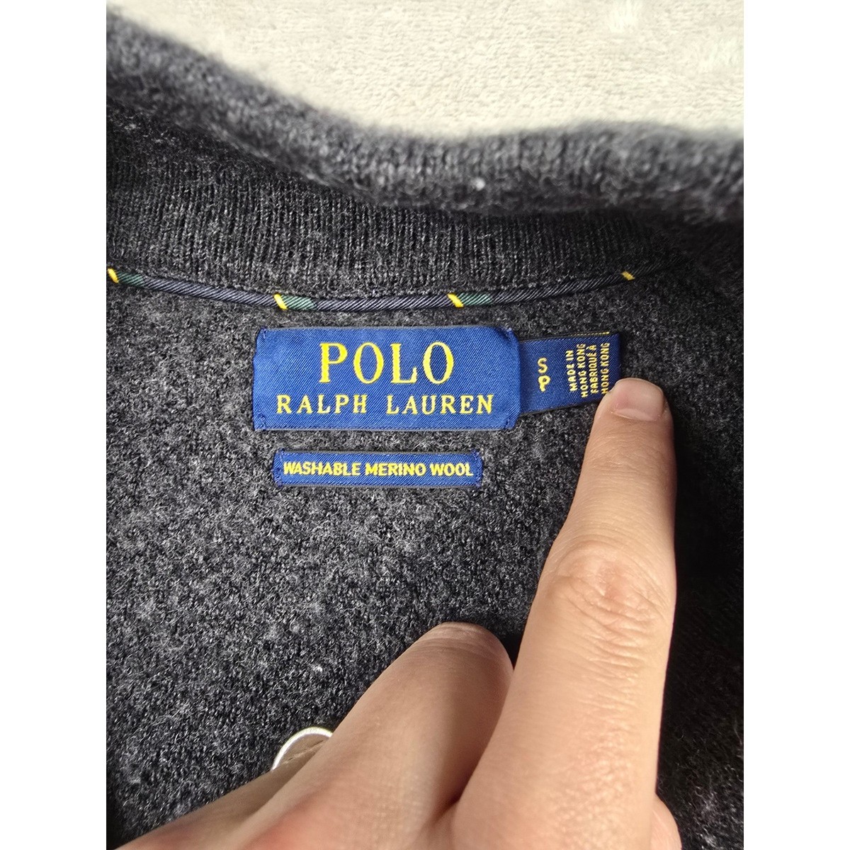 Polo Ralph Lauren Full Zip Sweater Mens S Gray Washable Merino