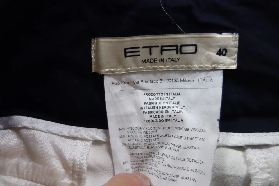 Pantalones Etro Pantalones Mujer 40 Blanco Marfil Resort Spa Milano Pestaña Lateral Cintura Foto 3 de 4