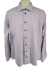 Eton Slim Fit Dress Shirt 16 41 Blue Check Cotton Button Front