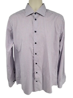 Eton Slim Fit Dress Shirt 16 41 Blue Check Cotton Button Front