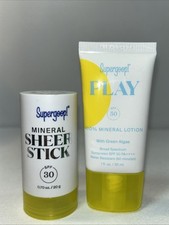 New Supergoop Mineral Sunscreen Lot, Sheer Stick And Play 1 Fl Oz