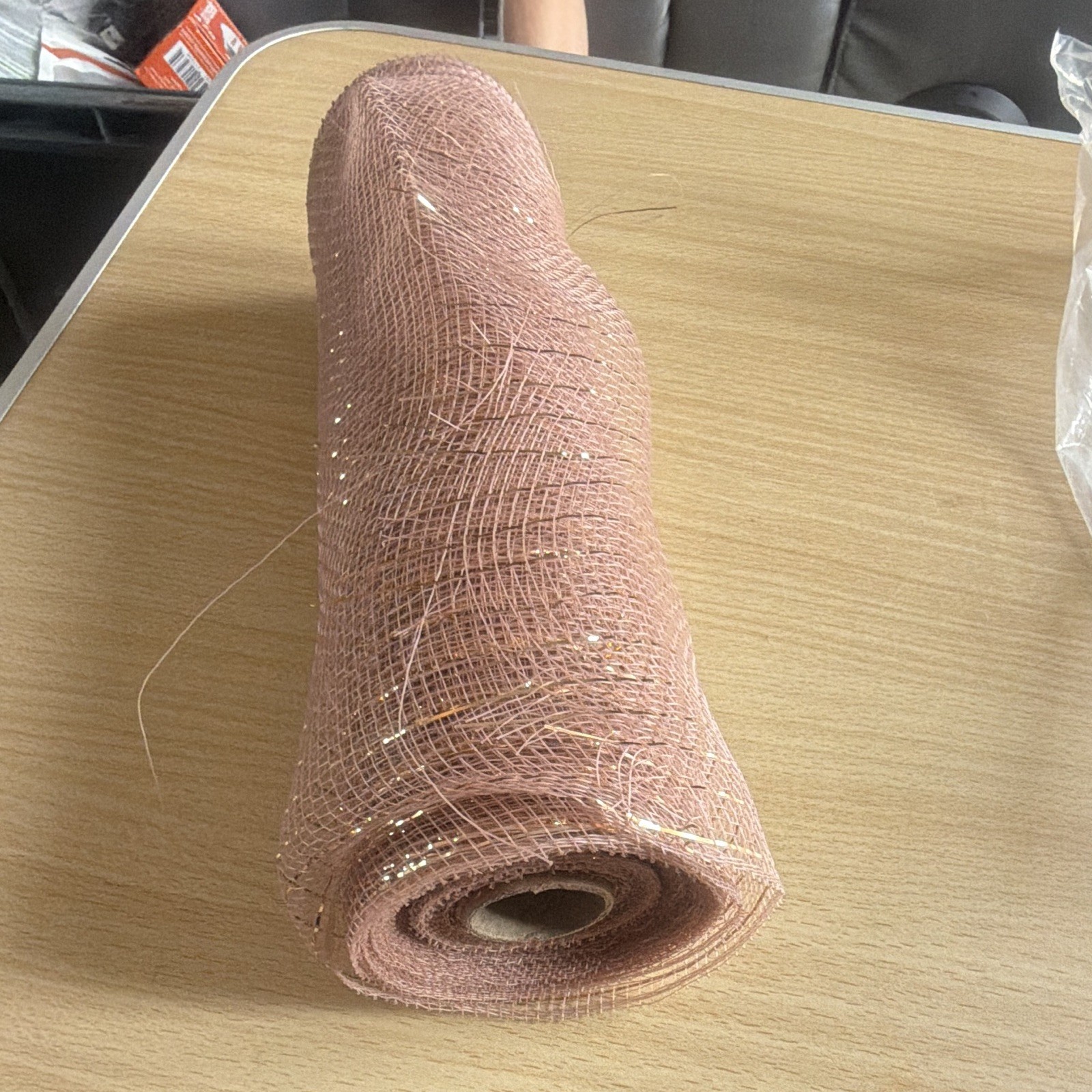 Pink Deco Mesh Craft Roll with Fairy LED String Lights Decorative Additions image 2