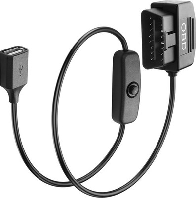 OBD2 auf USB Ladekabel 0,5m mit Schalter 12V/36V auf 5V 2A