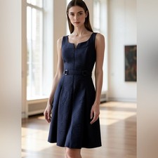David Meister Midnight Blue Pleated Dress