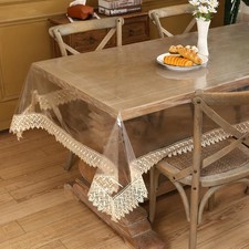 Clear Vinyl Tablecloth Protector Waterproof/Oil-Proof Plastic Square Transpar...