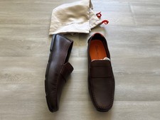 $950 Nuevos mocasines auténticos Santoni Kacy de piel de ciervo sin cordones para hombre Reino Unido 10,5 EE. UU. 11,5