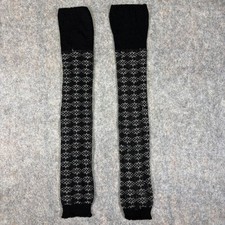Black  Gray Fair Isle Knit Leg Warmers Wool Blend Cozy Y2K Dark Academia Goth