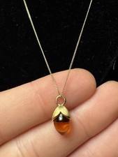 ANNOUSHKA 18ct Yellow Gold amber Necklace Pendant 750 18k Brand New - RARE