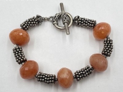Sterling Silber Bali Stil Knebel Armband mit Karneol Perlen