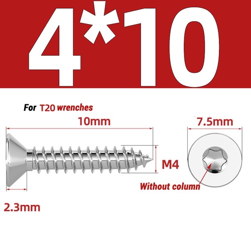 2mm 2.3mm 2.6mm 3mm ~ 6mm Torx Countersunk Fully Threaded Chipboard Wood Screws - Picture 68 of 100