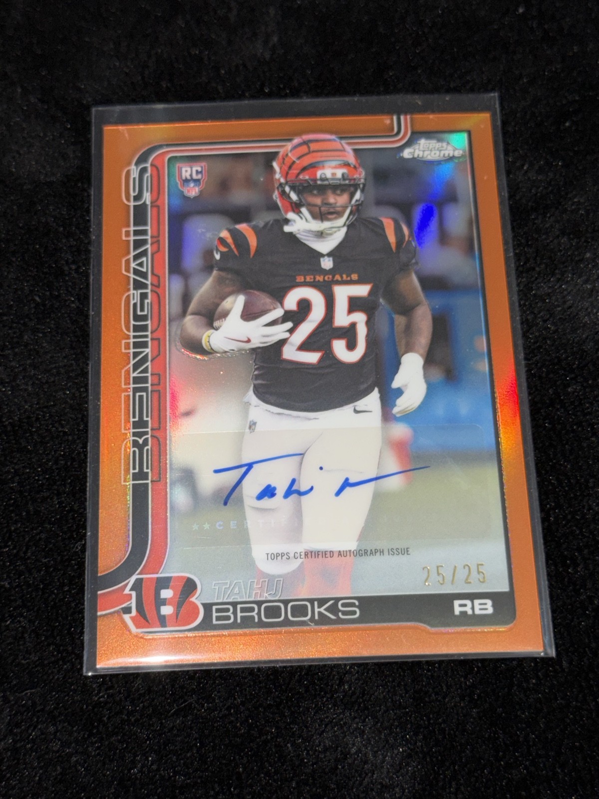 Tahj Brooks Topps Chrome Retail Rookie Autographs #TB Orange Refractor