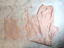 New w Tag Vintage pink white lace Christian Dior lingerie slip set embroidery