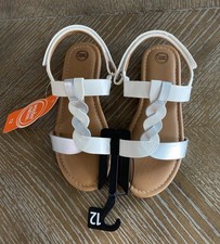Wonder Nation Braid Strap Sandals Shoes Slide White Silver Toddler Girl Sz 12