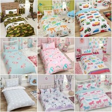 DUVET COVER SETS CURTAINS WALLPAPER BORDERS CHILDRENS MATCHING UNICORN DINOSAUR