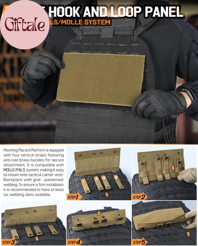 Molle Hook&Loop Panel, Mounting Placard Platform for Hook-Backing Pouch,Tactical - Picture 3 of 12