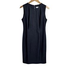 Calvin Klein Womens Dark Indigo Sleeveless Sheath Dress Exposed Back Zip Size 8