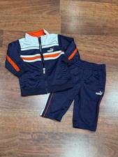 Puma - Navy Blue Orange Kids Track Jacket and Pants Set