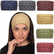 6Pcs Wide Headbands for Women Non Slip Soft Fabric Hair Wrap Boho Head Bands Ela